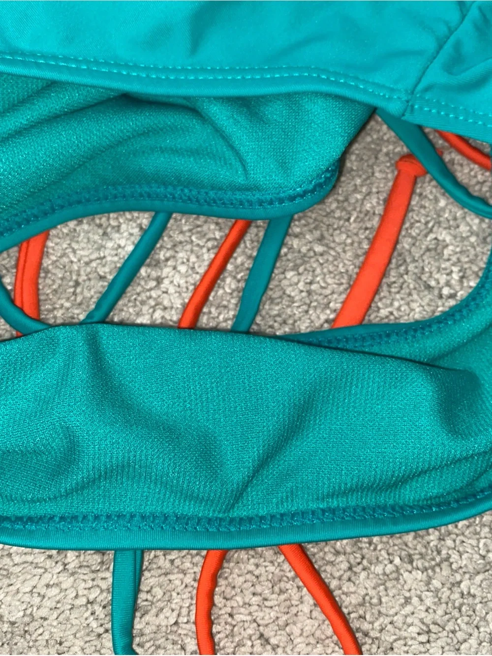 Vigoss Size Large One Piece Swimsuit Green Plunge Neckline Orange Accents‎ NWT
